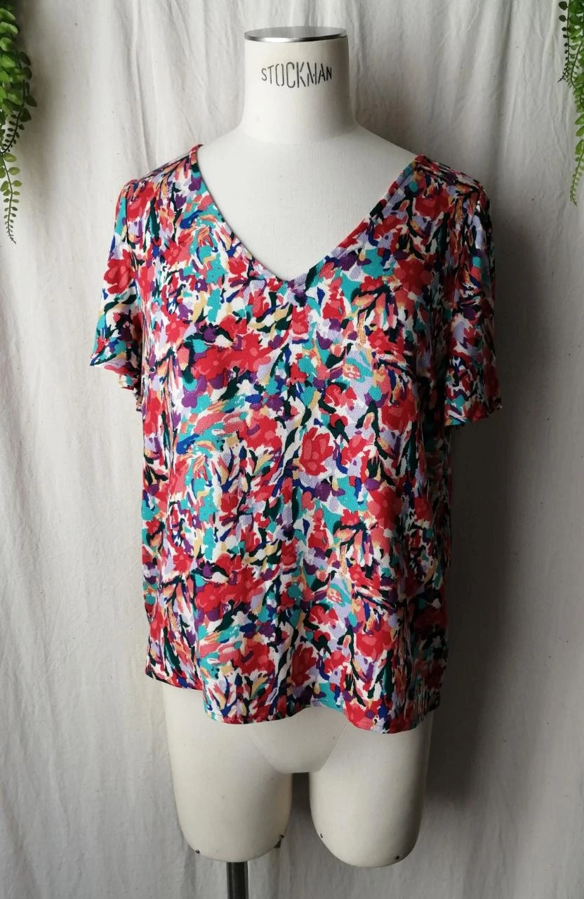 Blouse fluide manches courtes imprimé floral multicolore "Only"